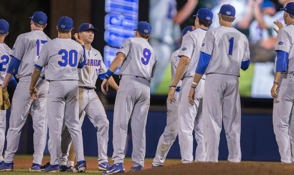 Top ranked Gators overcome errors to slog past FAU, through Gainesville Regional