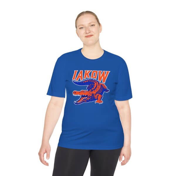 IAKOW Full Logo Unisex Sport Moisture Wicking Tee- White, Orange, or Blue - Image 16