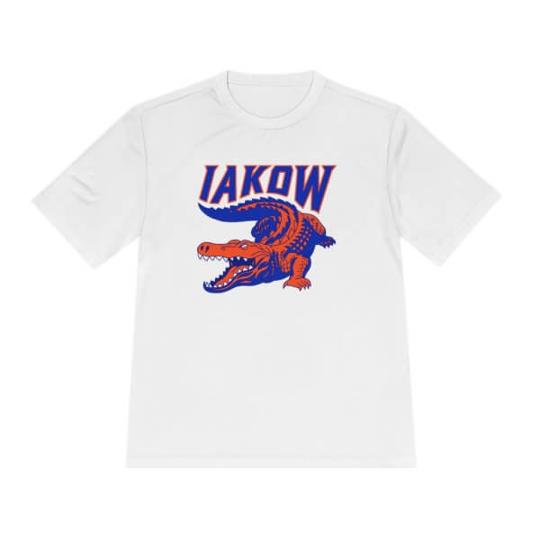 IAKOW Full Logo Unisex Sport Moisture Wicking Tee- White, Orange, or Blue - Image 5