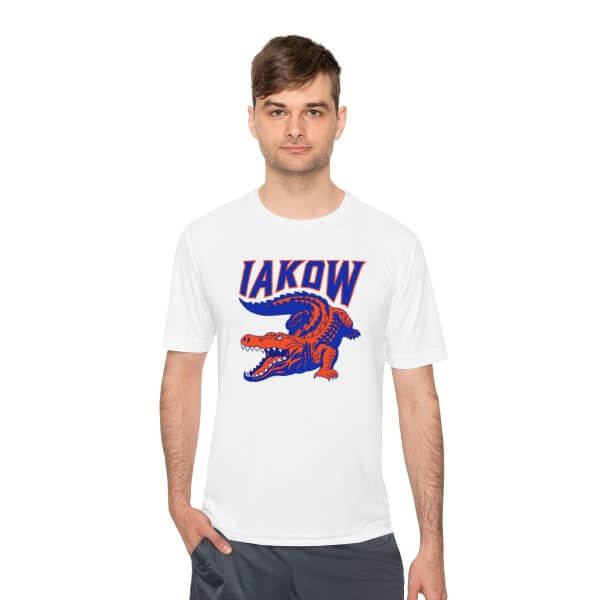 IAKOW Full Logo Unisex Sport Moisture Wicking Tee- White, Orange, or Blue - Image 7